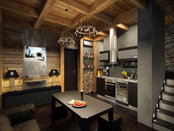 кухненски дизайн на таванско помещение