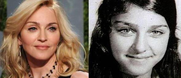Foto di Madonna nella sua giovinezza e ora