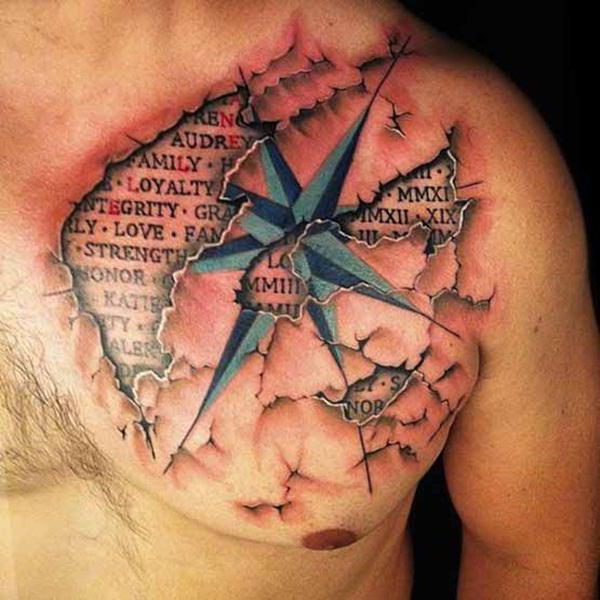 татуировка на гърдите на мъжа