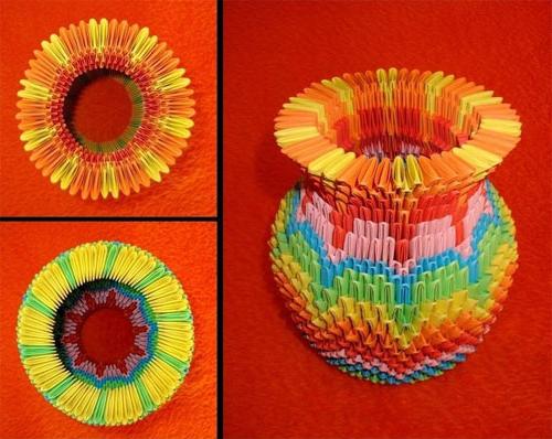 origami trikotnih modulov vaze