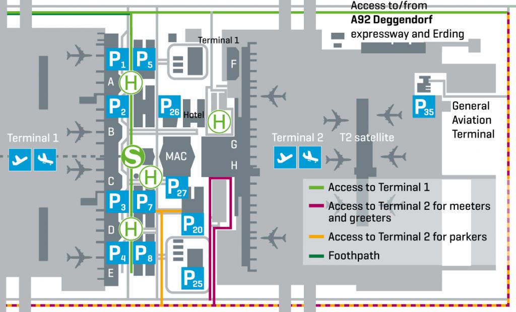 Mapa letiště v Mnichově