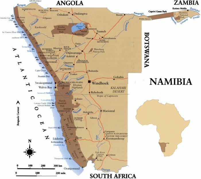 kde je namibská poušť