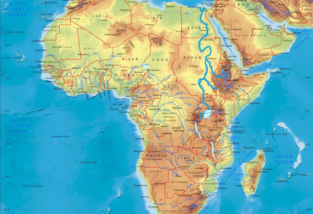 Nilo sulla mappa dell'Africa