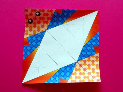 origami rybí diagram