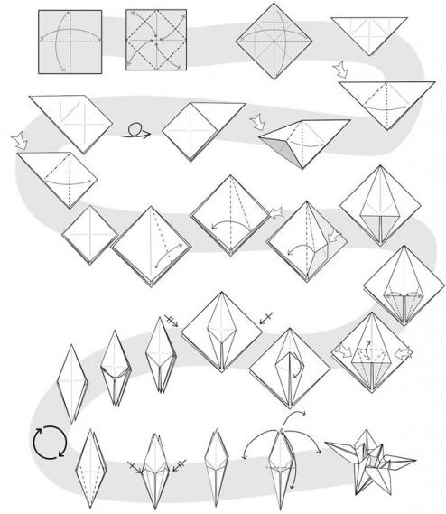 schemat lilia origami