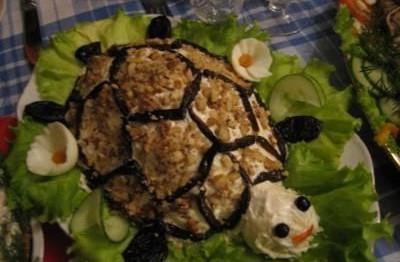 костенурка салата с пиле