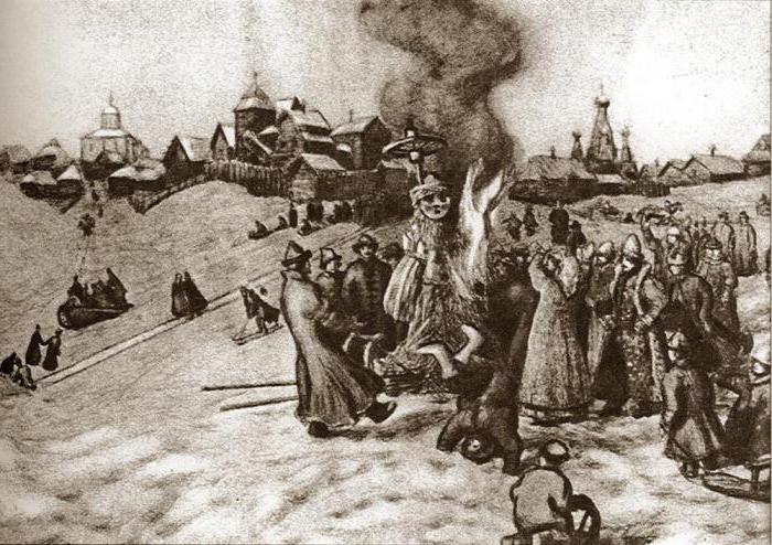 obraz spalanie wypalonego karnawału w Vasnetsovie