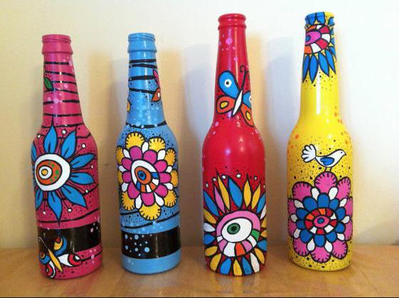 Боядисване на бутилки с акрилни бои