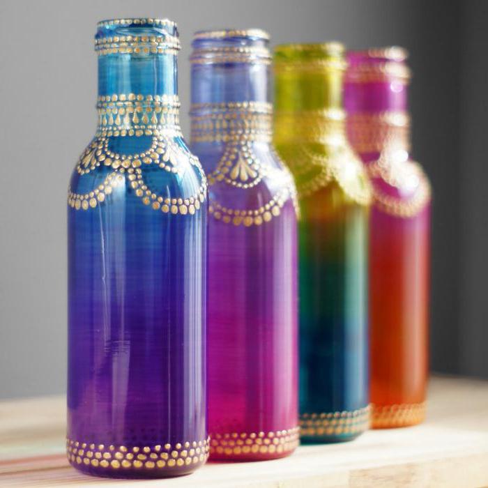Bodové lakování lahví s akrylovými barvami
