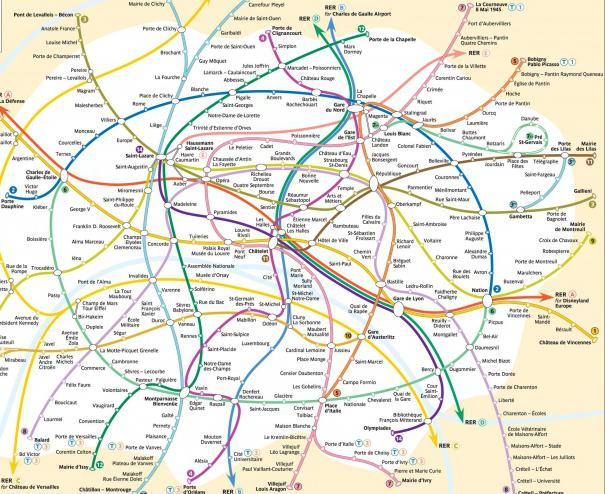 Paris metro zemljevid