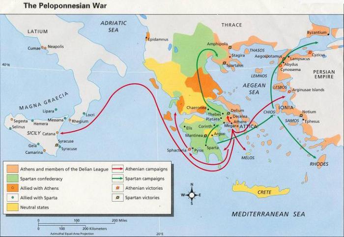 Karta rata na Peloponezu