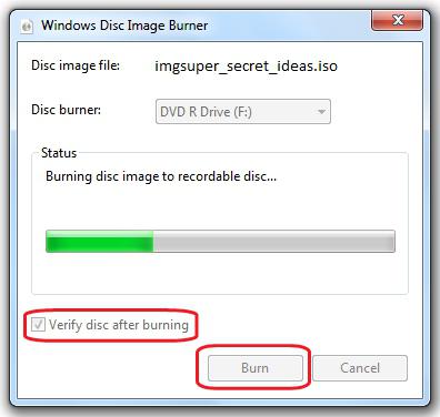 програма за записване на изображение на диск за Windows 7