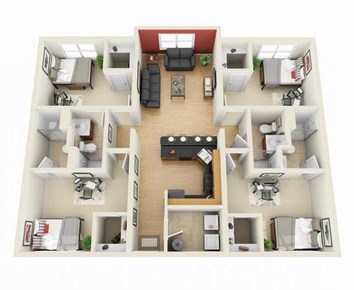 layout di una casa a un piano 12 per 12