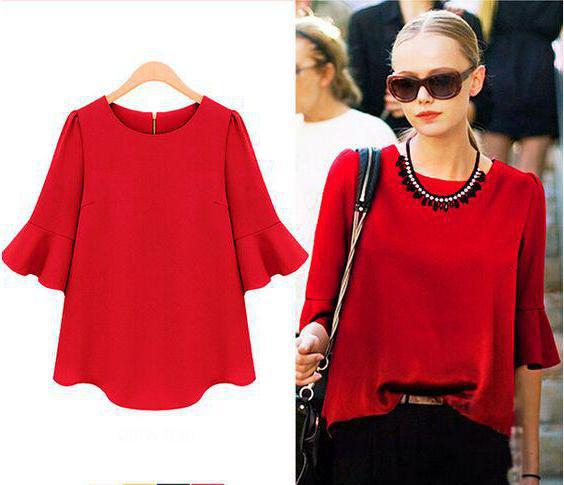 червена блуза с какво да се облича