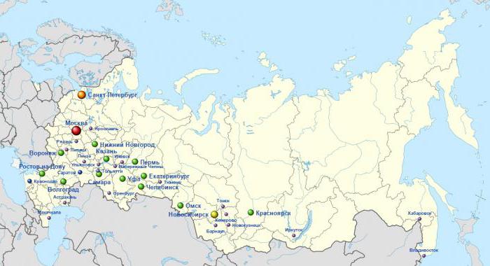 města ruských regionálních center