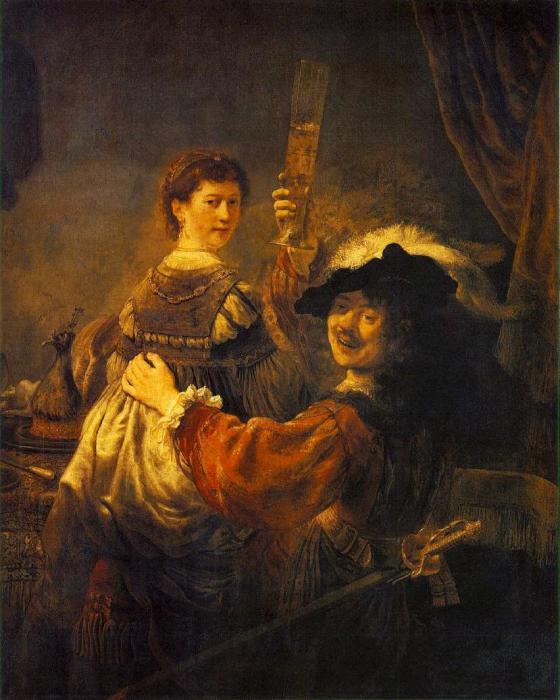 Автопортрет Рембранд със саскиа в скута му