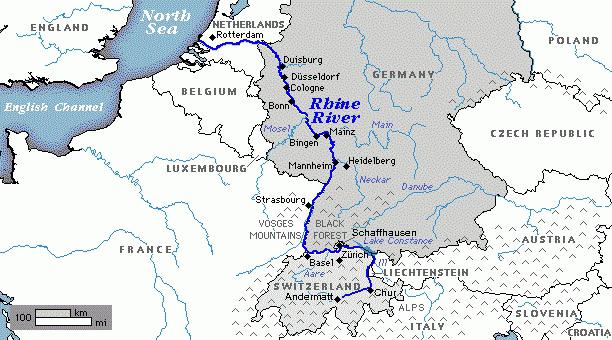 přítoky řeky rýnské