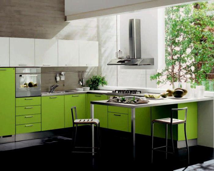 zelene stene v kuhinji
