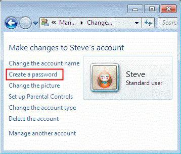 come cambiare la password dell'utente in Windows 7