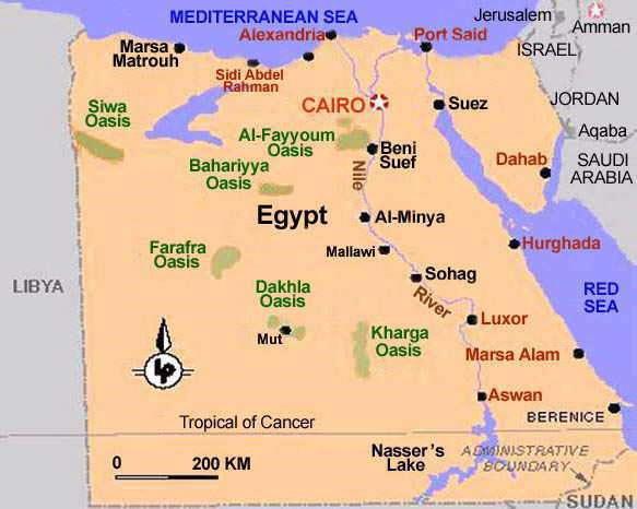 zemljevid zanimivosti v Egiptu