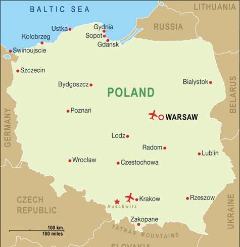 знаменитости Пољске на мапи
