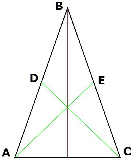 медиана в равнобедрен триъгълник
