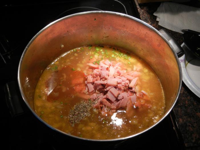 hrachová polévka s hovězím masem, jak vařit