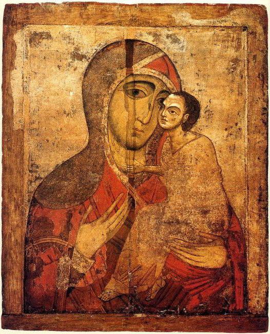 Vecchia icona russa della Madre di Dio