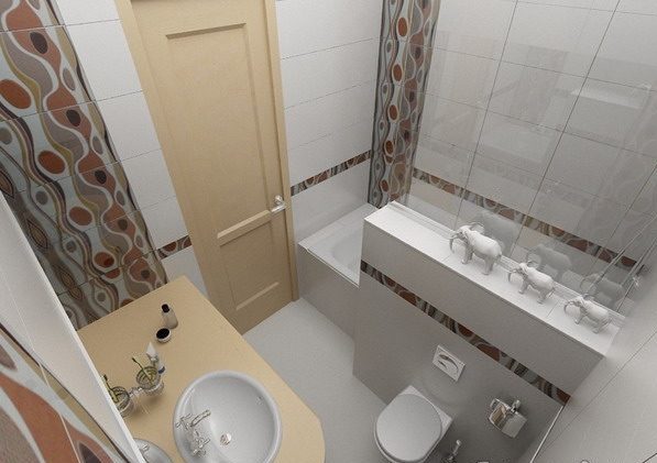 необичаен дизайн на малка тоалетна заедно с баня