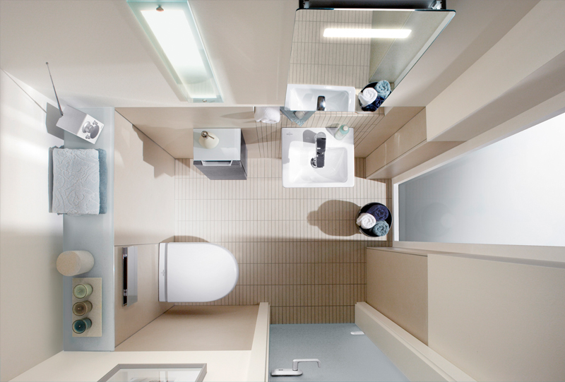 design moderno di un piccolo bagno in appartamento