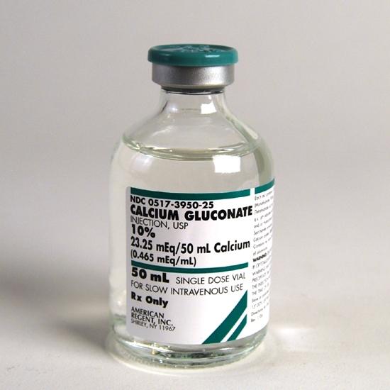 odčitki kalcijevega glukonata