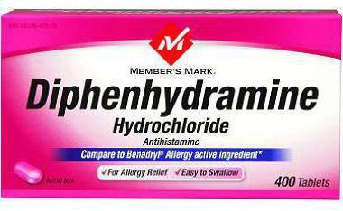 Diphenhydraminové pokyny pro recenze