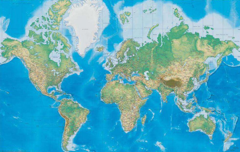 fizička karta svijeta