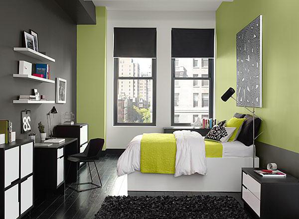 barevná kombinace v interiéru ložnice