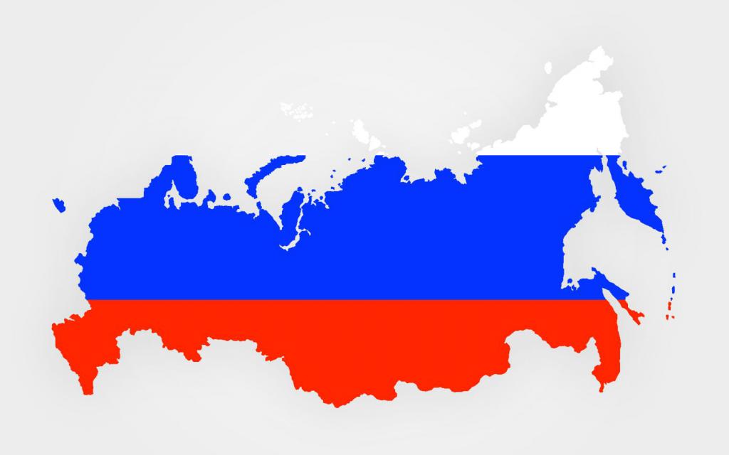Карта на страната с флага на Руската федерация.
