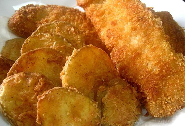 пържена пиле и картофи рецепта