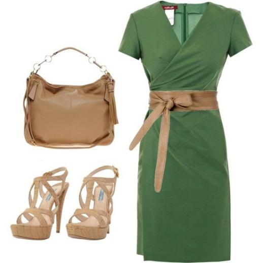 Kombinacija zelene obleke