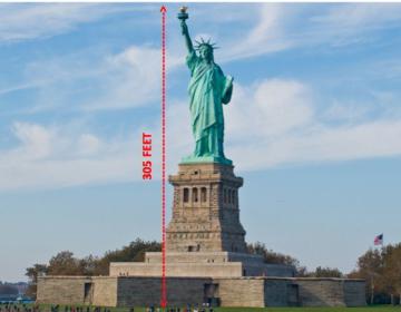 výška sochy svobody