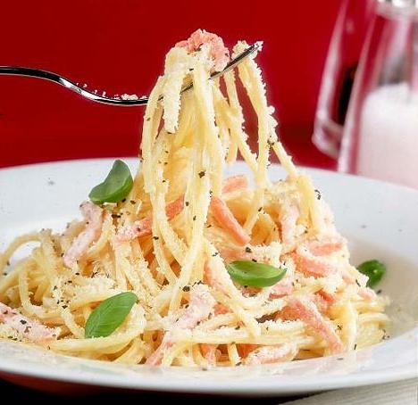 špageti karbonara s vrhnjem