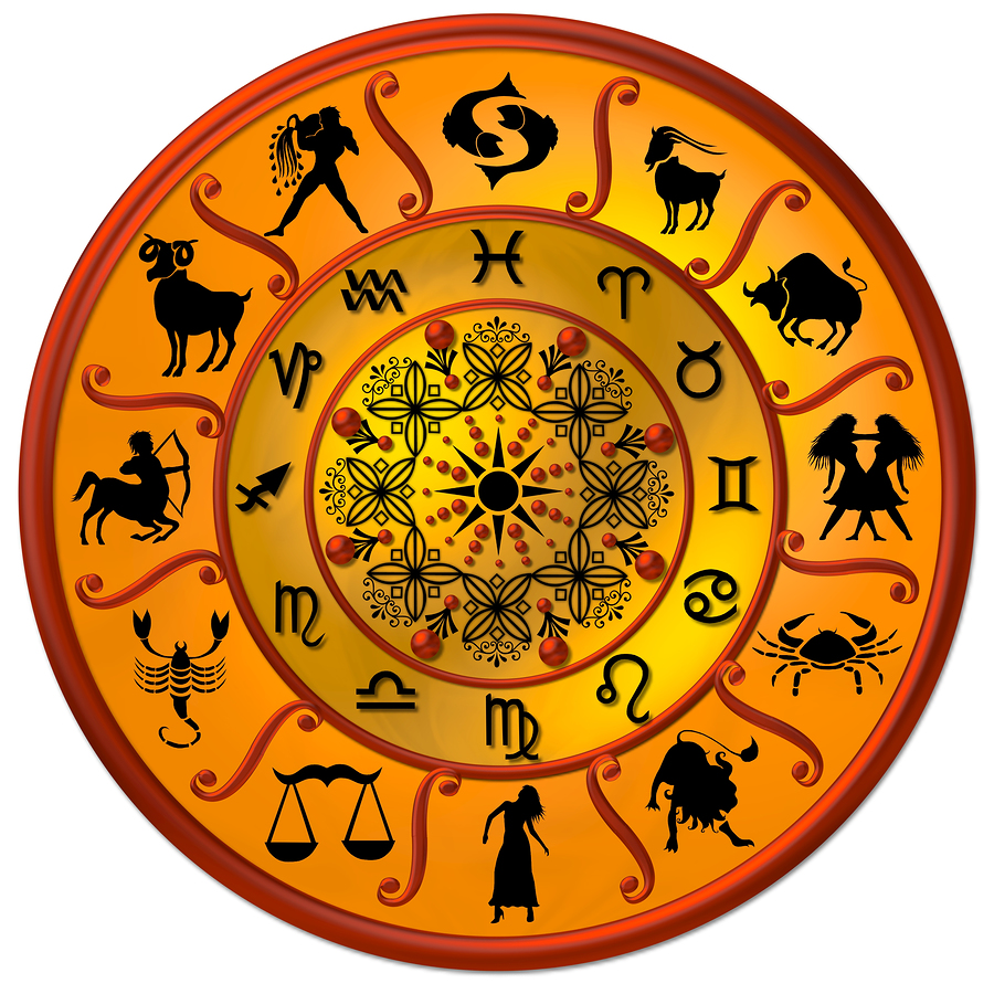 Ruota della vita con segni dello zodiaco