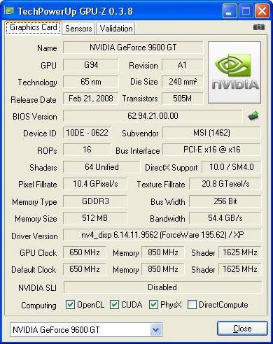 nvidia geforce 9600 gt