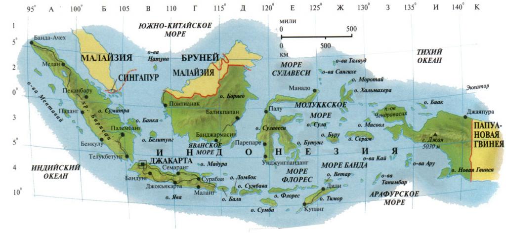 Indonezija na zemljevidu