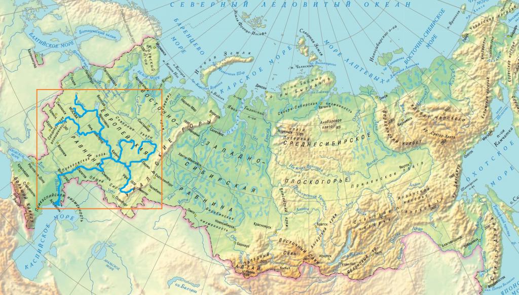 Volga na zemljevidu
