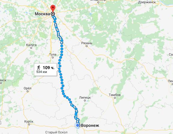 Voronezh Moscow ruta