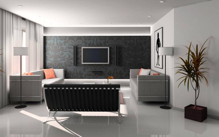 design interiéru obývací pokoj kuchyně
