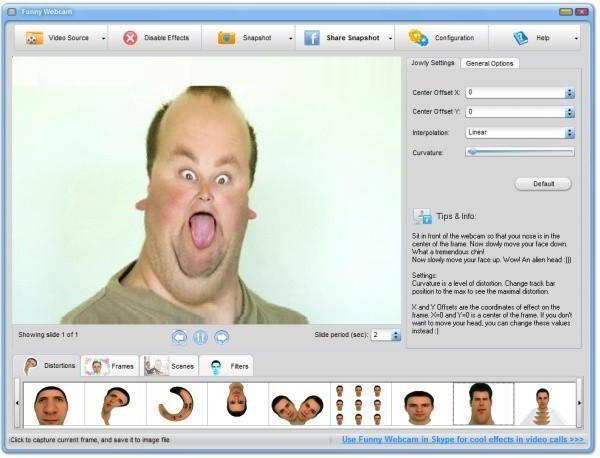 software per la distorsione del viso della webcam