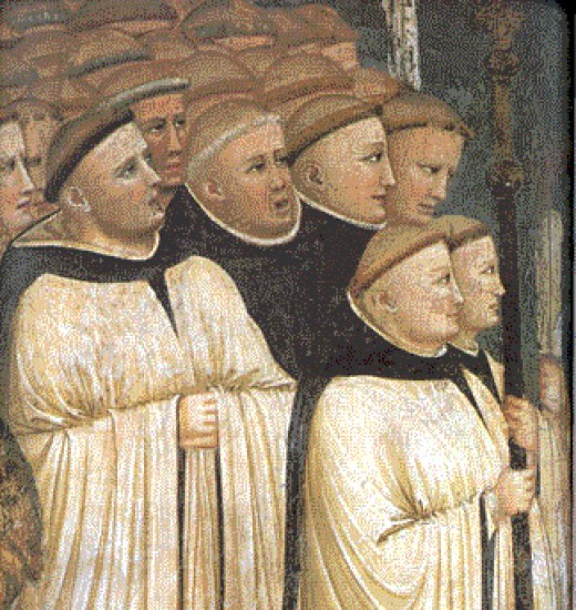 Средновековни монаси пеят песнопения