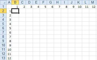 Excel tablica