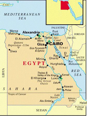 zemljevid Egipta