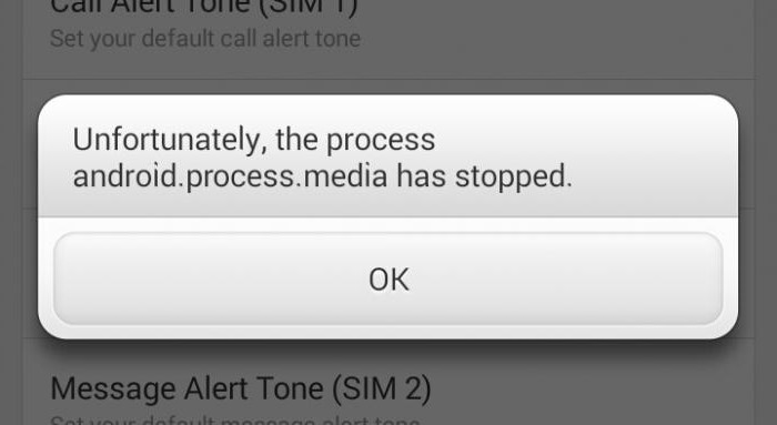 Android media procesu wystąpił błąd